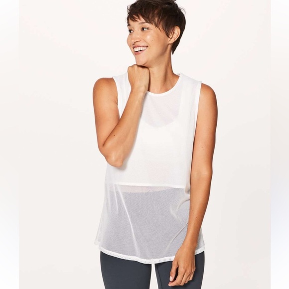 Lululemon Mesh on Mesh Tank White - Picture 1 of 11